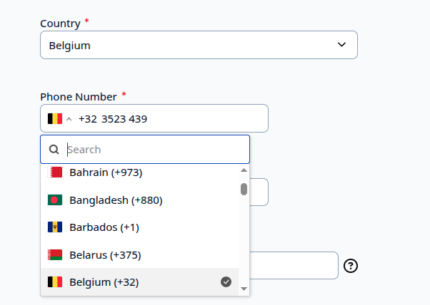 Country selection