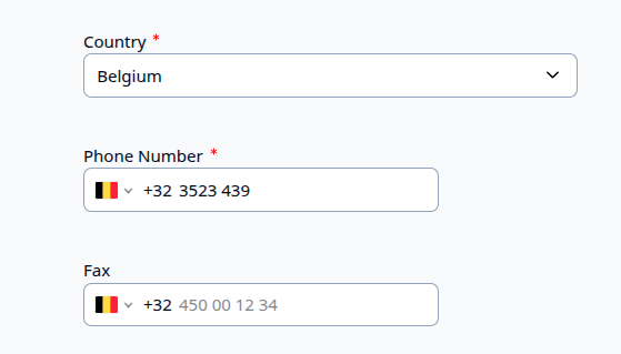 Current phone number with country flag