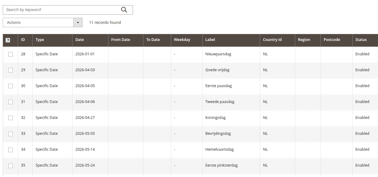 Managing date exclusions