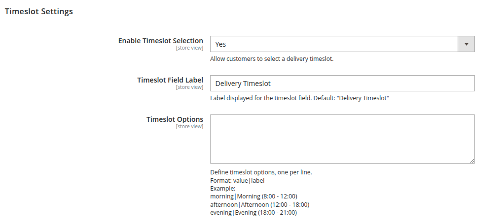 Timeslot input