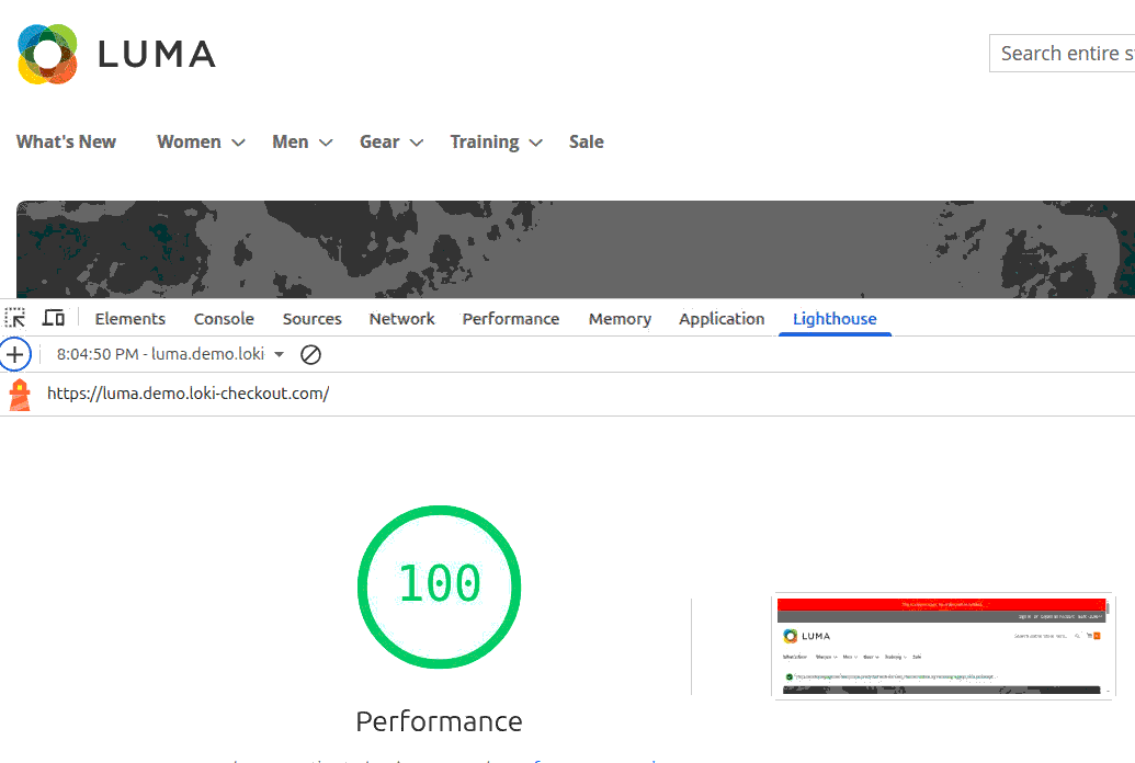 Lighthouse performance score on desktop