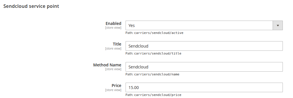 Enable the Sendcloud service point carrier