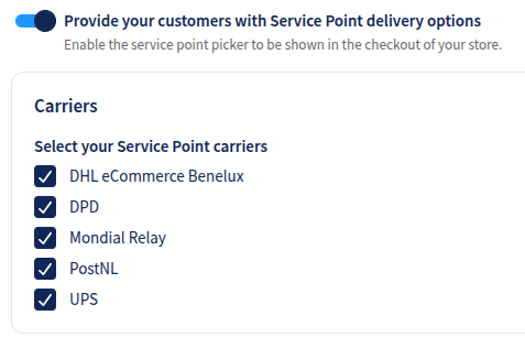 Provide your customers with Service Point delivery options